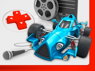 media collage for feature area cars collage feature area microphone video games web design