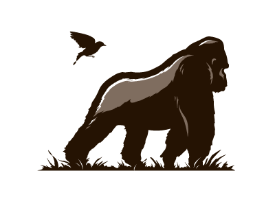 Run for the Zoo 2008 logo animal ape bird black brown fly flying gorilla grass iconic illustration illustrative logo monkey profile walk zoo