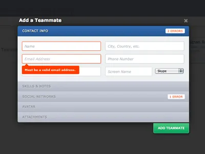 Errors errors form validation