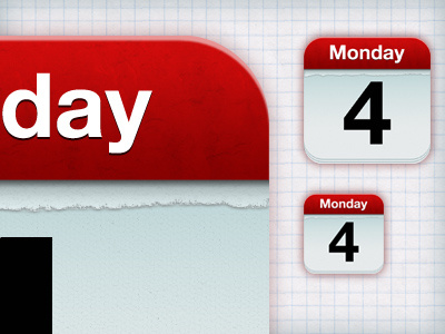 iOS Calendar Icon apple calendar icon ios ipad iphone styling texture torn paper