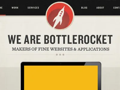 Bottlerocket Masthead big type knockout logo sentinel tagline textured