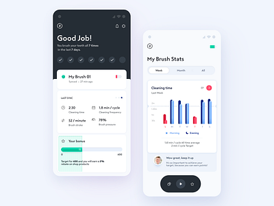 my brush mobile app application clean dashboard data visualization dental design healthcare minimal mobile simple ui voit xandovoit
