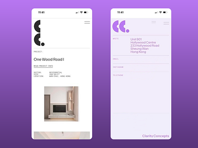 Clarity Concepts Brand Design brand brand identity branding design digital design digital graphics illustration layout logo logo design logomark mobile design mobile layout modern pale purple screen design typography visual visual design visual identity