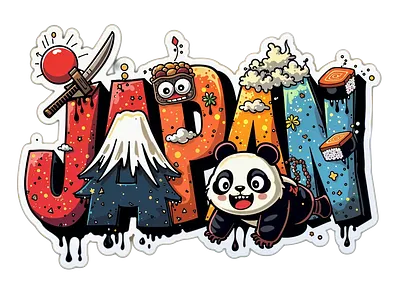 Japan Vibes Cartoon Collage 3d colorful graphic design japan kawai