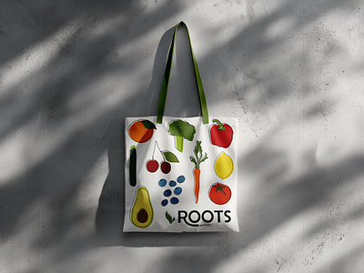 Roots Market Bag Mockup brand identity branding design graphic design illustration logo mockup typography visual design