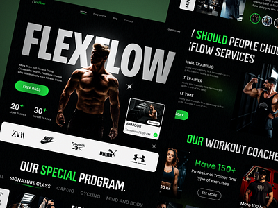 Fitness & Gym Website I Landing Page UI/UX Design agency app design cardio dark mode dashbord design fitness gym gym landign page ios landing page landing page design sport ui uiux webpage webpage design website workout yoga