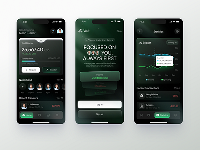 Mobile App for Finance - Vault design finance graphic design interface product service startup ui uiux ux web website