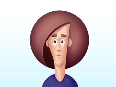 Bulb boy blue brown character hair illustration
