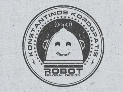 Logo for a portfolio site gui happy robot happyrobot logo retro robot space web website