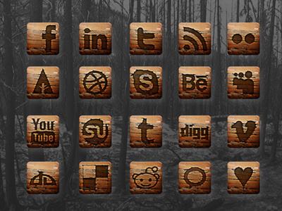 Wood Social Icons design icon illustration photoshop social