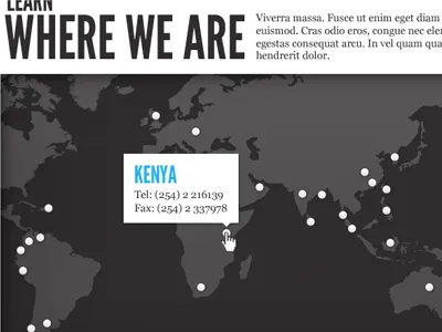 Office Locator Map blue grey hover location man office points tooltip where