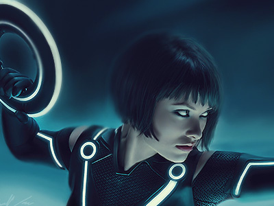 Olivia Wilde - Tron Legacy Work in Progress dark drawing illustration matte wip