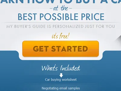 Auto purchasing guide website landing page