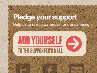 Facebook wall brown button corkboard red texture typography ui website