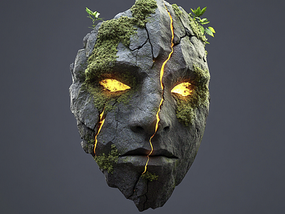 Rocks Mask 3d 3d modelling blender cgi cracked glowing minerals r1n7t0xb rocks stone