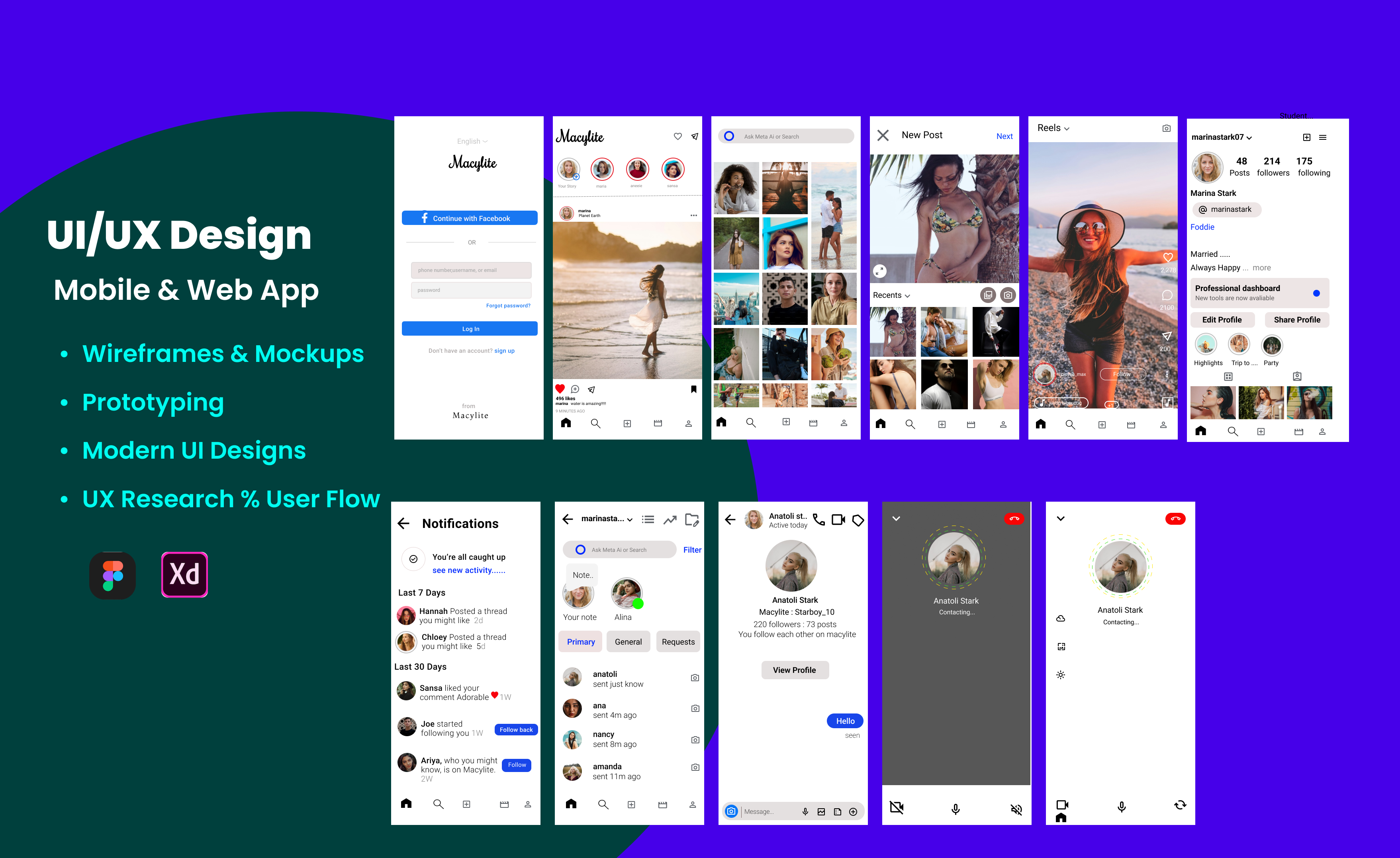 Instagram Clone App Design app design branding graphic design ui uiux