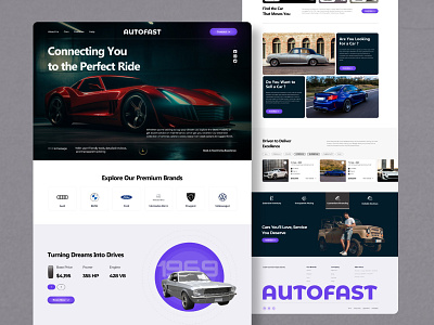 AUTOFAST:- car website design auto automobile automotive car car dashboard car shop company electric landing page mercedes minimalist showroom supercharger taxi transport trending ui uiux vehicle website design