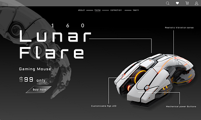 Futuristic Gaming Mouse- Website Design Idea branding figma frontend designing graphic design ui web designing