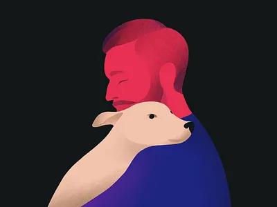 dog dog editorial illustration flat hug illustration minimal