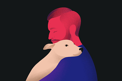 dog dog editorial illustration flat hug illustration minimal