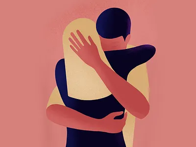 hug editorial illustration flat hug illustration minimal vector woman