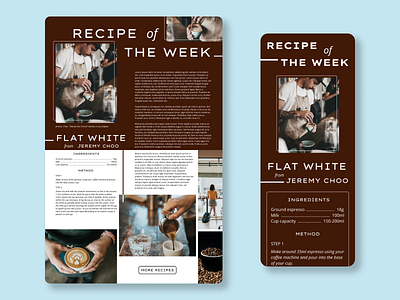 Coffee Recipe Responsive Web Design 040 beginner brown coffee dailyui design elegant figma graphic design info card magazine recipe responsive ui webpage