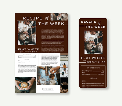 Coffee Recipe Responsive Web Design 040 beginner brown coffee dailyui design elegant figma graphic design info card magazine recipe responsive ui webpage