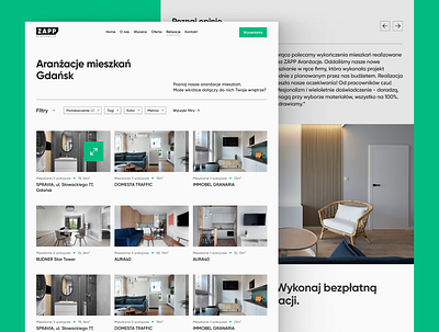 Project for ZAPP Aranżacje architect architects graphic design green icon intractions minimalism modern redesign site ui ux web web design website