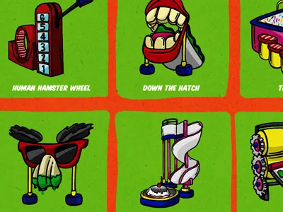 Obstacles hand drawn illustration knuckleodeon pick it! slime triple dare