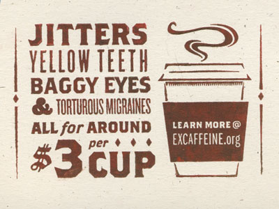 Jitters coffee guerilla campaign jitters letterpress texture paper