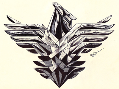 Cardinal Completed, ink sketch pen sketch