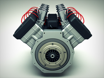 V8 engine modo render