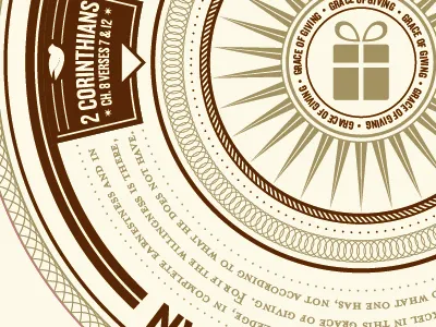 Brown and gold circle gift invitation metallic gold seal typography