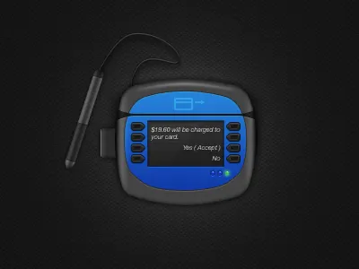 Credit Card Machine Icon blue credit card dark highlights icon illustration machine photoshop realistic vector