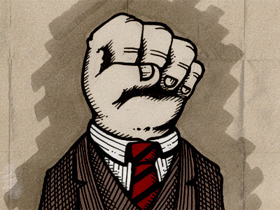 A kiss with the fist is better than none crosshatch hand drawn illustration