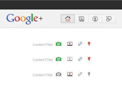 Google+ Content Filter filter icons