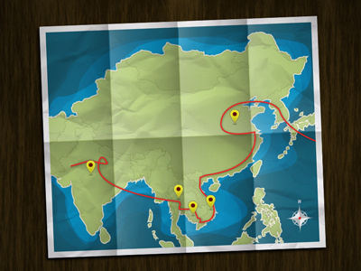 Backpacking for two months! asia backpack map pointer