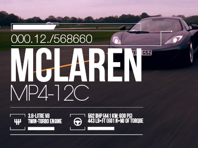 Mclaren MP4-12C infographics for an automotive showreel automotive