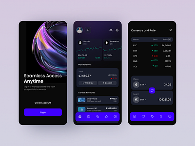 WalletX - Cyrpto App banking banking app banking mobile charts crypto crypto app cryptocurrency fintech mobile app ui design ui mobile ui ux ux design web3