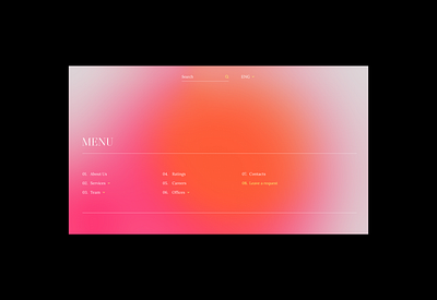 Menu design clean design japanese gradient landing page ui ux web design