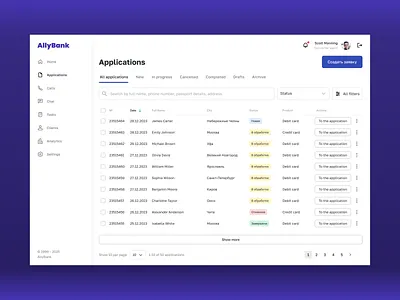 Applications Management Dashboard adminpanel applications callcenter dashboard dashboarddesign datamanagement designsystem digitaldesign graphic design illustration interfacedesign productdesign table tabledesign ui ux uxdesign visualdesign webappdesign webdesign