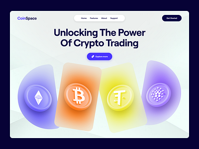 CoinSpace - Crypto Website Design Concept bitcoin blockchain blockchain website design crypto design crypto landing page crypto platform ui ux crypto website design cryptocurrency cryptocurrency website ethereum landing page ui uiux ux web web design web3 web3 design website