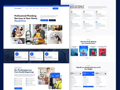 Plumbing Agency Website UI Design agency business cleaning cms corporate design graphic design plumber plumbing ui ux website