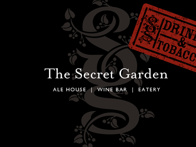 The Secret Garden menu cover ale house bar cafe food garden menu monogram plant restaurant wine