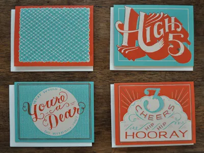 New set of cards hand lettered lettering nostalgic paper goods typography vintage