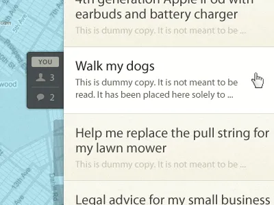 Browse hover list zaarly