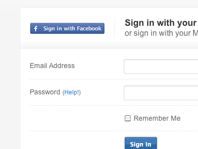 Sign In buttons facebook form live screenshot