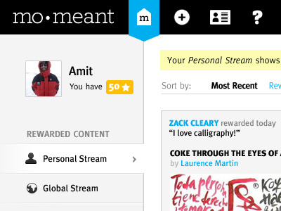 Momeant Rewards Redesign momeant nav sidebar