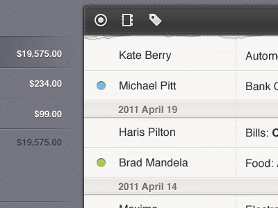 Transactions List (refresh) ipad jumsoft list money ui