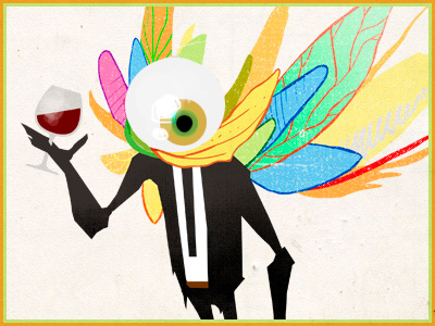 Gala Invitation Character Design character eye freaks gala illustration invitation wine